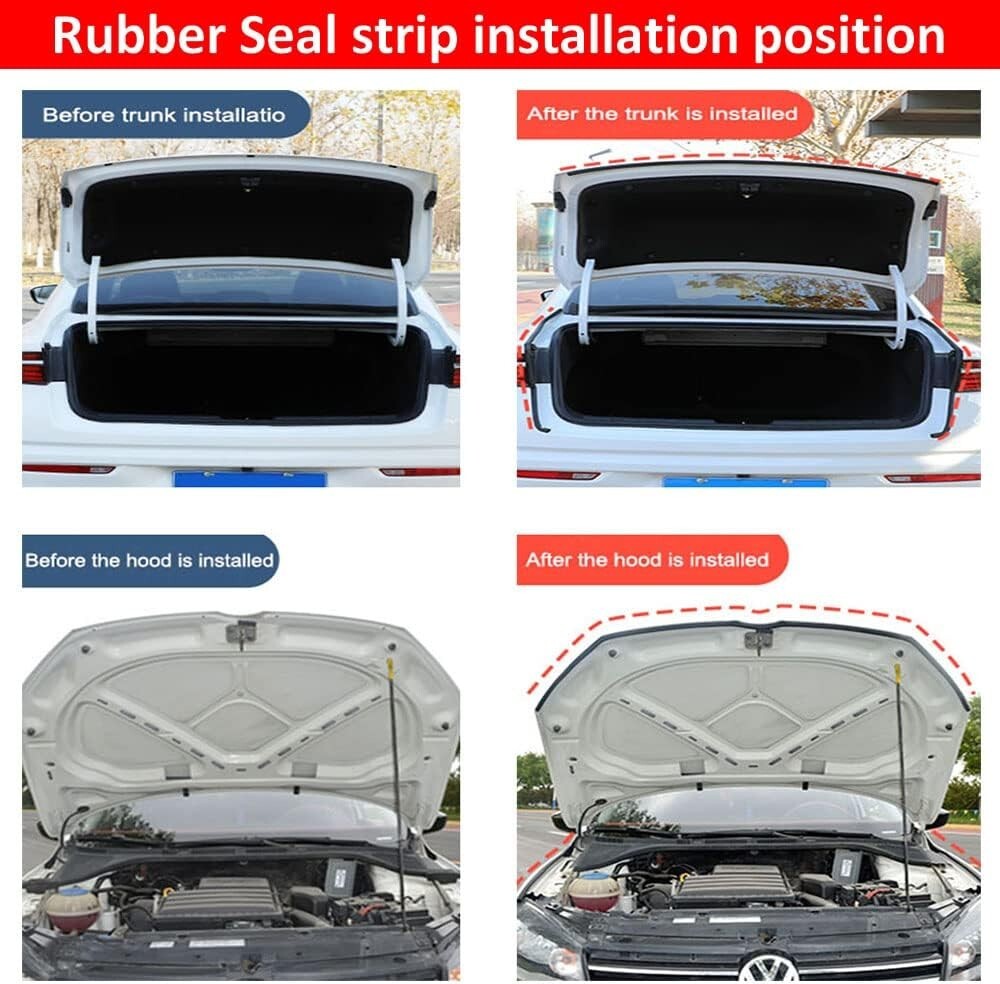 33FT EPDM Rubber D-Shaped Weather Stripping - Noise Insulation for Cars & Trucks