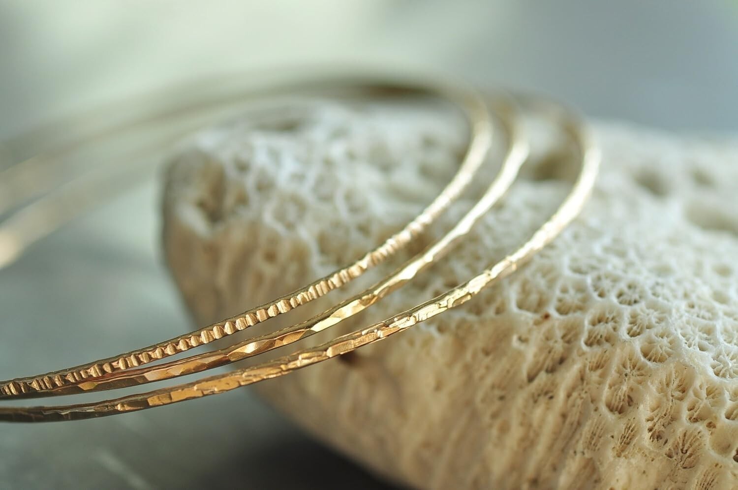 Customizable 14k Gold Filled Stacking Bangles Set - Handmade in Portland