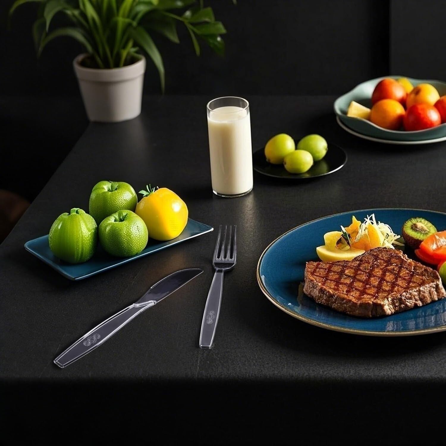 Classic Clear Plastic Utensil Set - 1000-Piece Heavy Duty Forks, Spoons & Knives