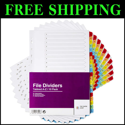 10 A4 Binder Dividers with A-Z Tabs - Professional & Durable Document Organizers
