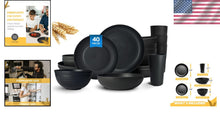 Load image into Gallery viewer, Elegant 40-Piece Service for 8 - Unbreakable Black Dinner Set for Every Occasion