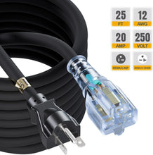 Load image into Gallery viewer, 25-Feet / 7.65M Heavy Duty 20 Amp Nema 6-20P Extension Cord with Indicator Light