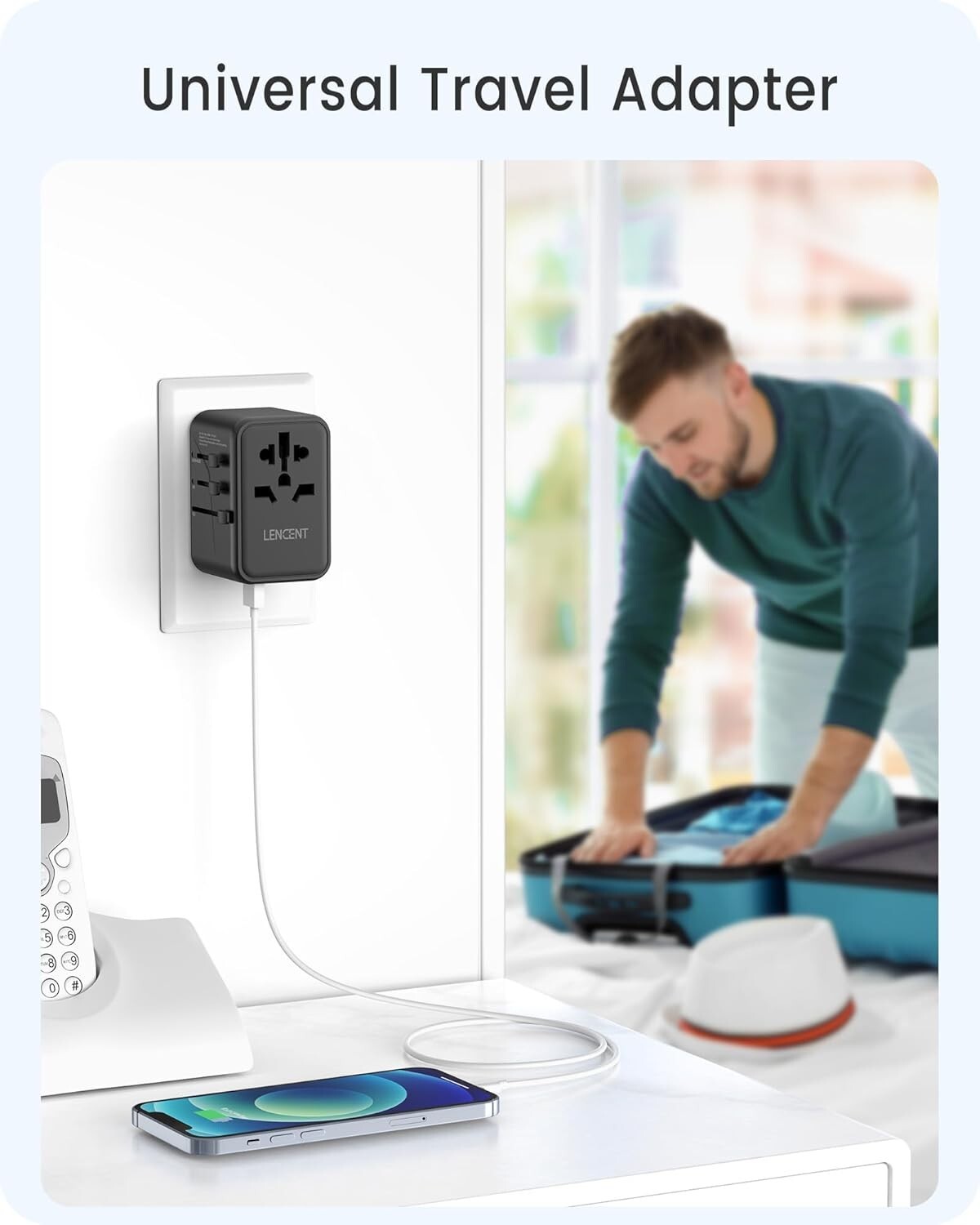 GaN III 65W Universal Travel Adapter - Fast Charging with USB & USB-C Ports