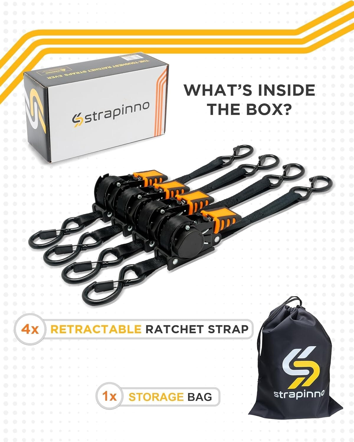 Durable 1 in x 10 ft Tie-Down Straps, 500lbs Load Limit - Ultimate Reliability