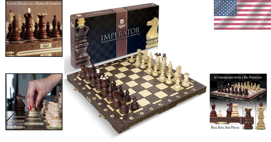 Handcrafted 21-Inch Beech and Birch Wood Chess Set – Perfect Gift for All Ages