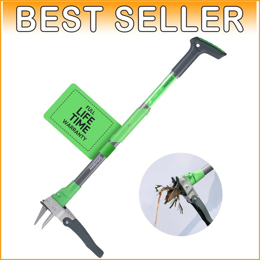 Ergonomic 40" Cast Iron Weed Puller - Hands-Free Dandelion Removal Tool