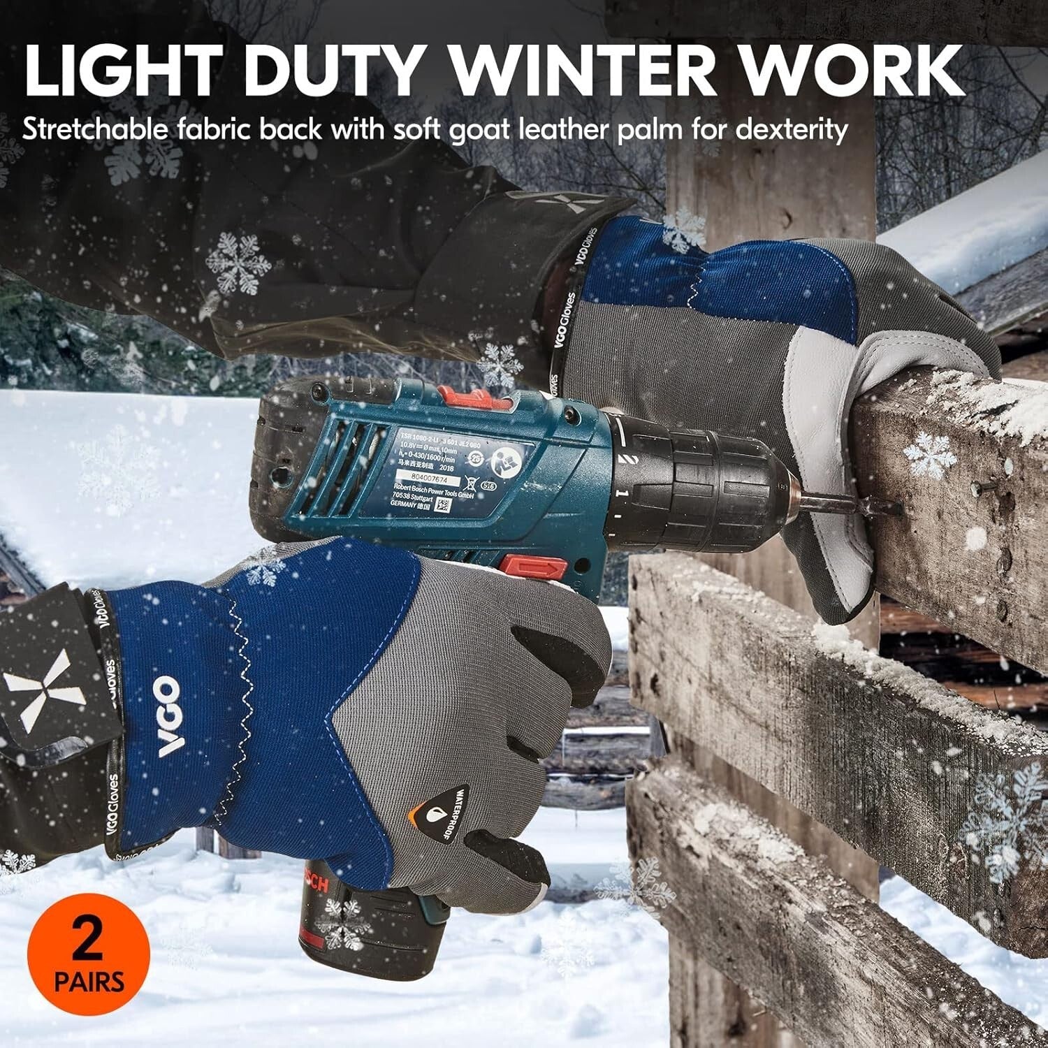 Ergonomic Winter Work Gloves - Thinsulate Insulated Leather, Touchscreen Ready