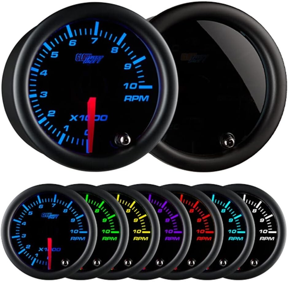 Customizable Tinted Tachometer Gauge with 10,000 RPM for Gas Engine Vehicles