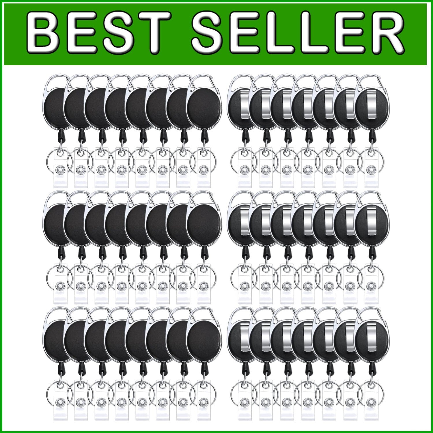 Bulk Retractable ID Badge Reel Holders for Doctors, Nurses, and Office Staff