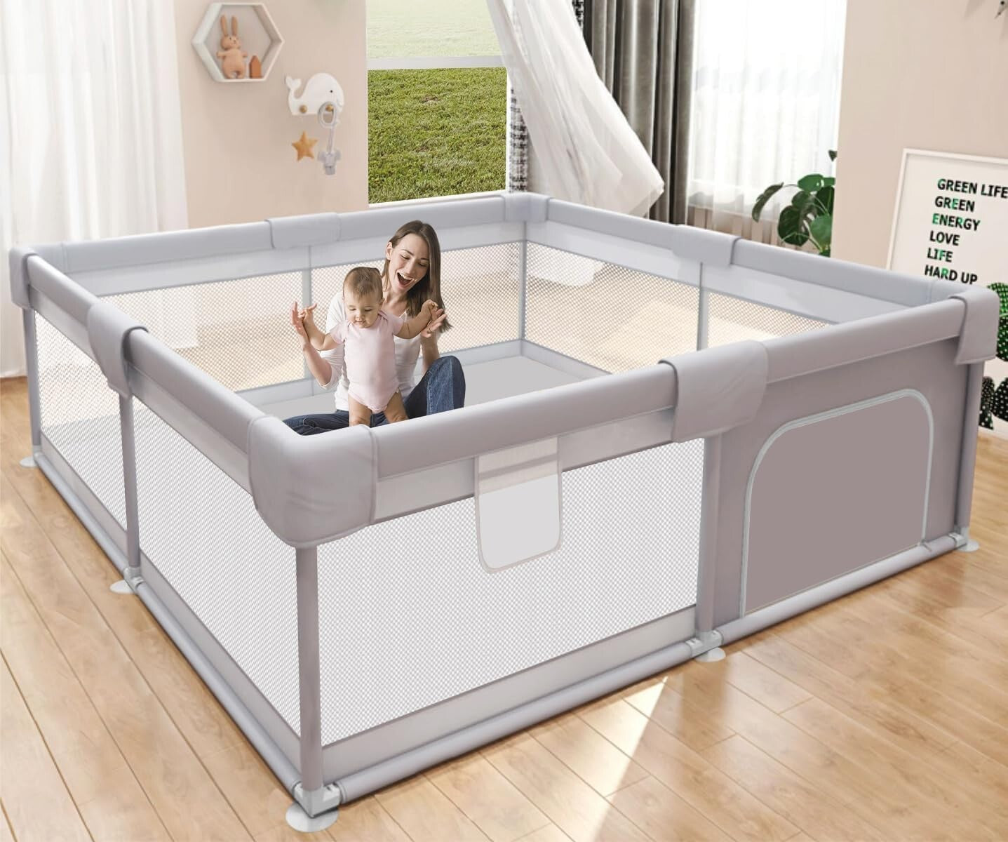 50x50 Inch Eco-Friendly Baby Playpen - Large Safe Play Yard for Indoor & Outdoor