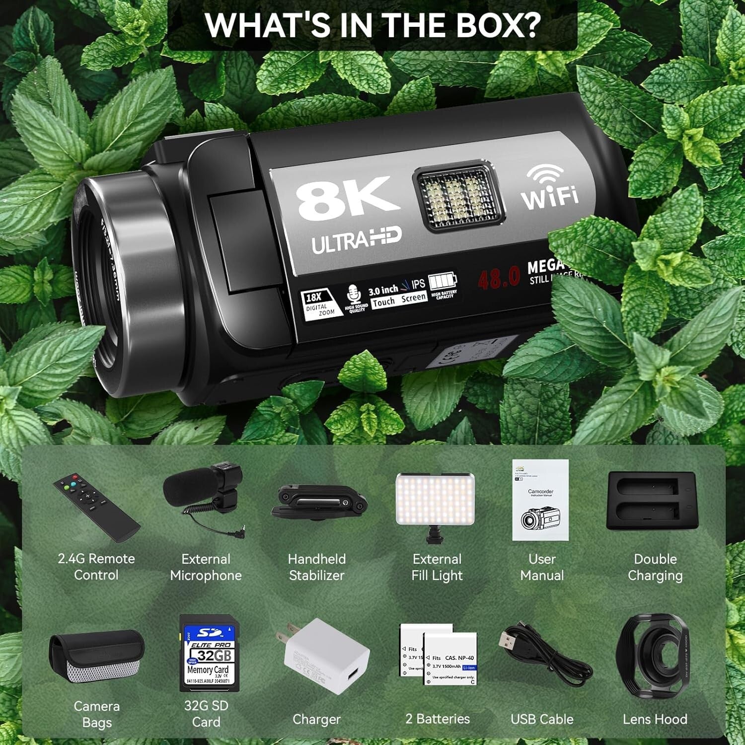 Lightweight 8K Vlogging Camera with WiFi & 18X Digital Zoom, Ideal for All Ages