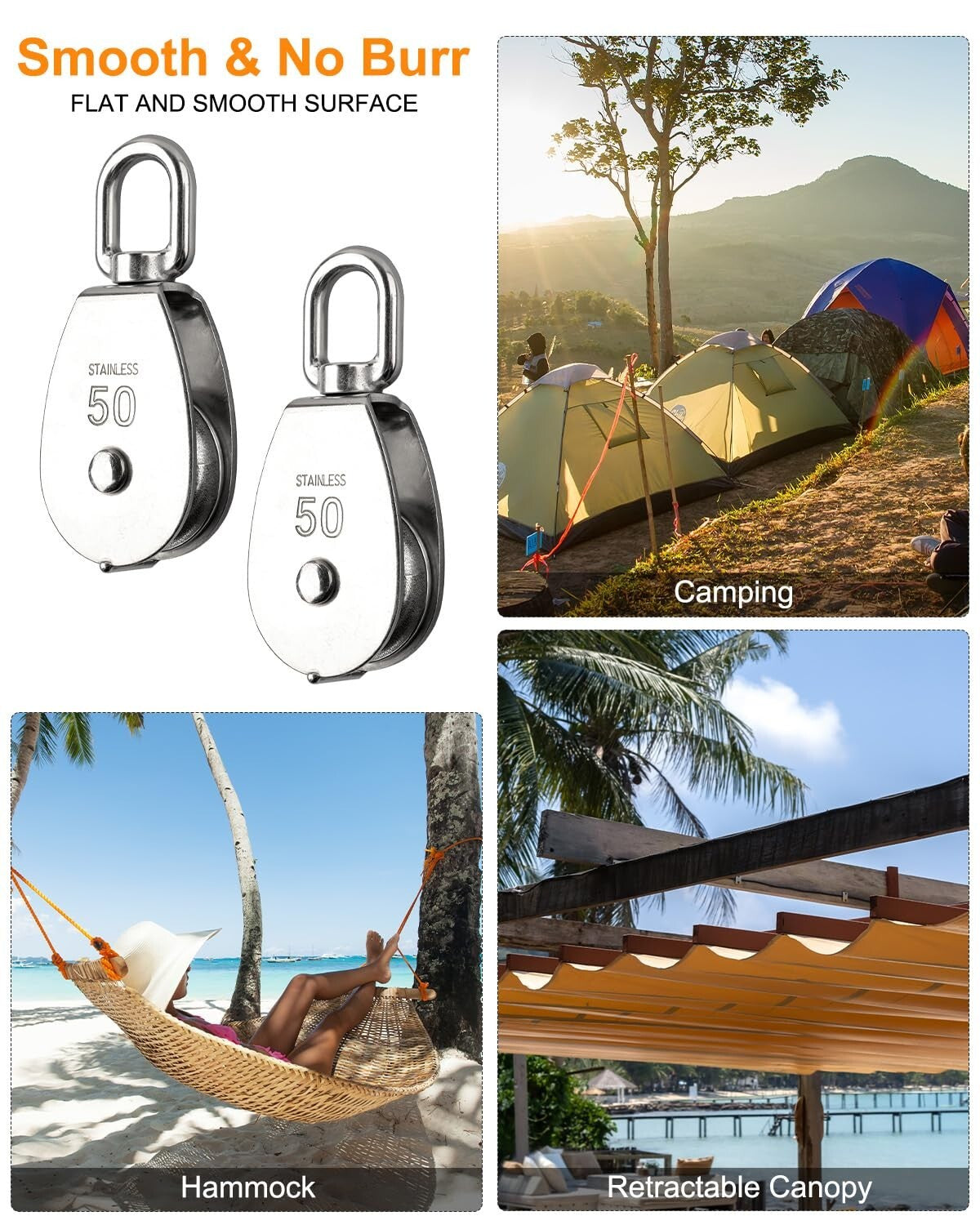 Durable 10 Pcs Heavy-Duty Pulley Block Set, Ideal for Indoor & Outdoor Use