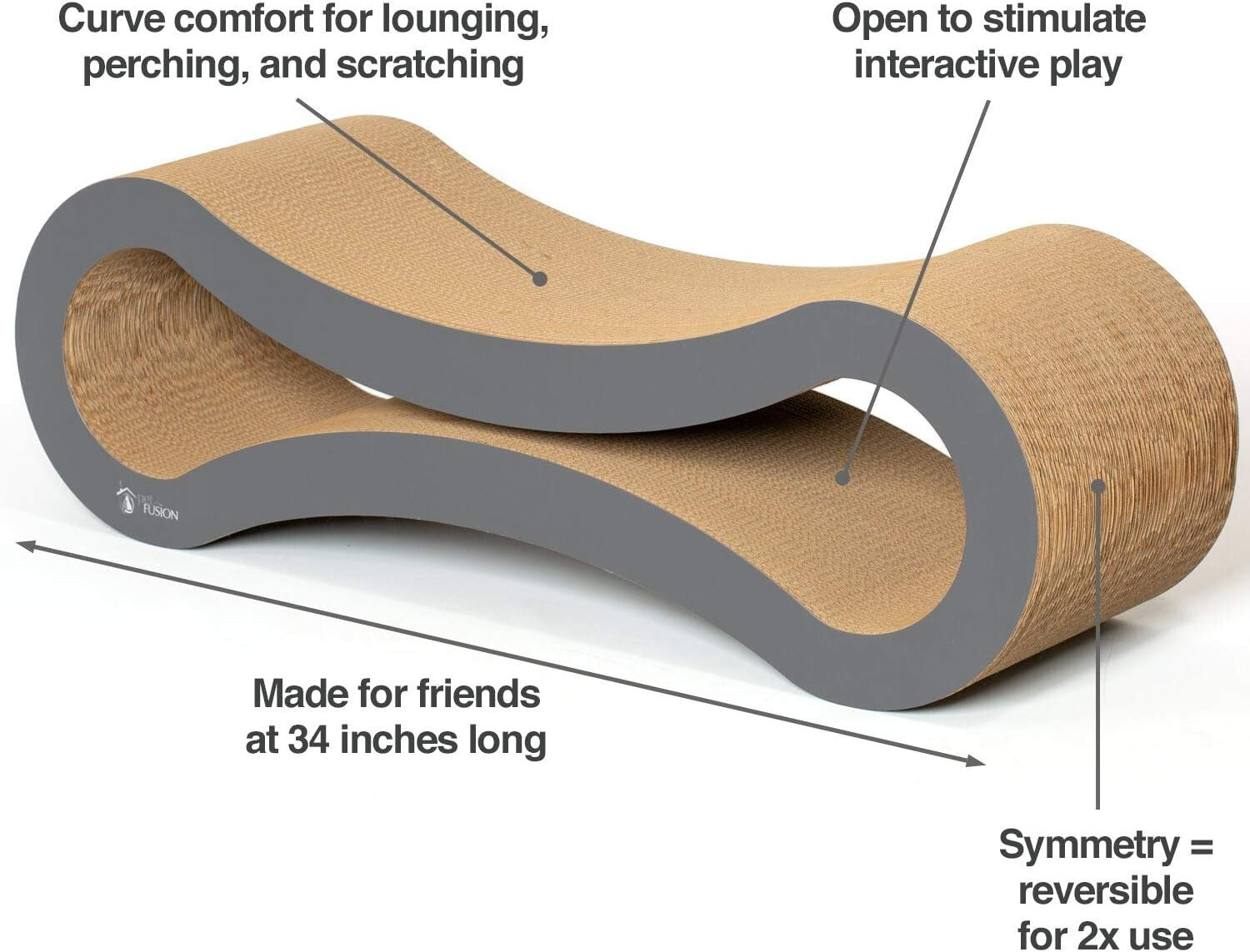 Large Indoor Cat Lounge and Scratcher with Catnip - Sustainable Cardboard Design