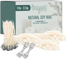 Load image into Gallery viewer, 5 lb Eco-Friendly Soy Candle Wax with 100 Pre-Waxed Wicks - DIY Essential Kit