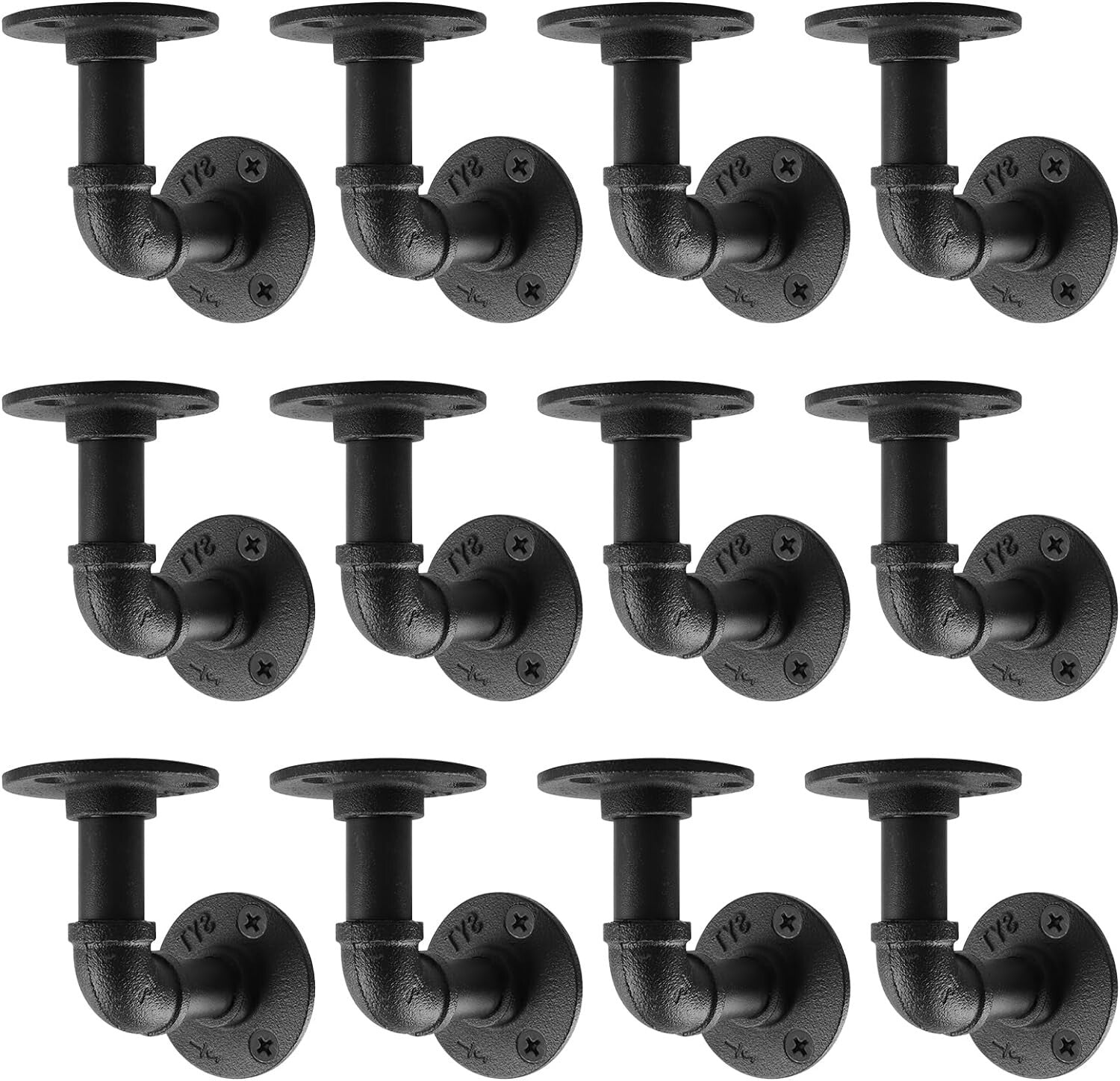 Waterproof 4x4 Inch Shelf Bracket Set - Complete 12 Pack for Easy Installation