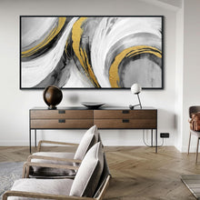 Load image into Gallery viewer, Versatile 29"X58" Large Abstract Wall Art in Black, White &amp; Gold - Perfect Gift