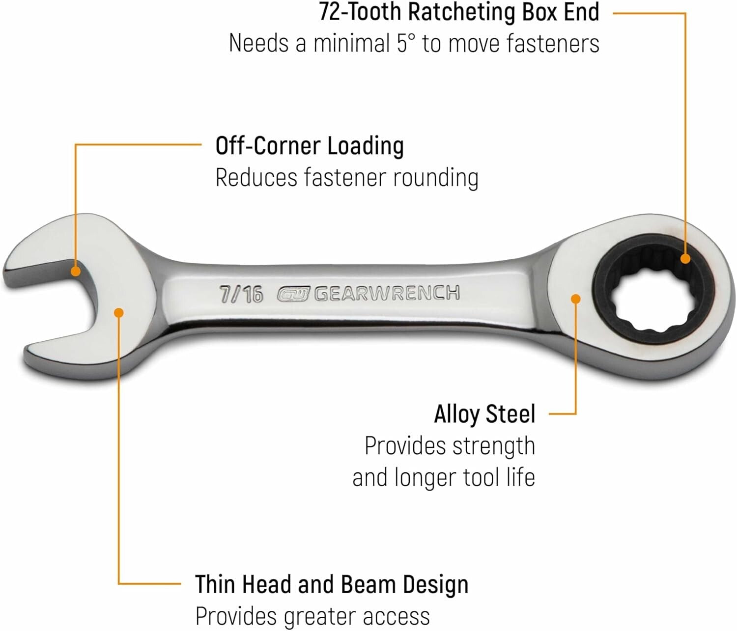 Professional 14 Pc. Stubby Ratcheting Wrench Set - Enhanced Grip & Access