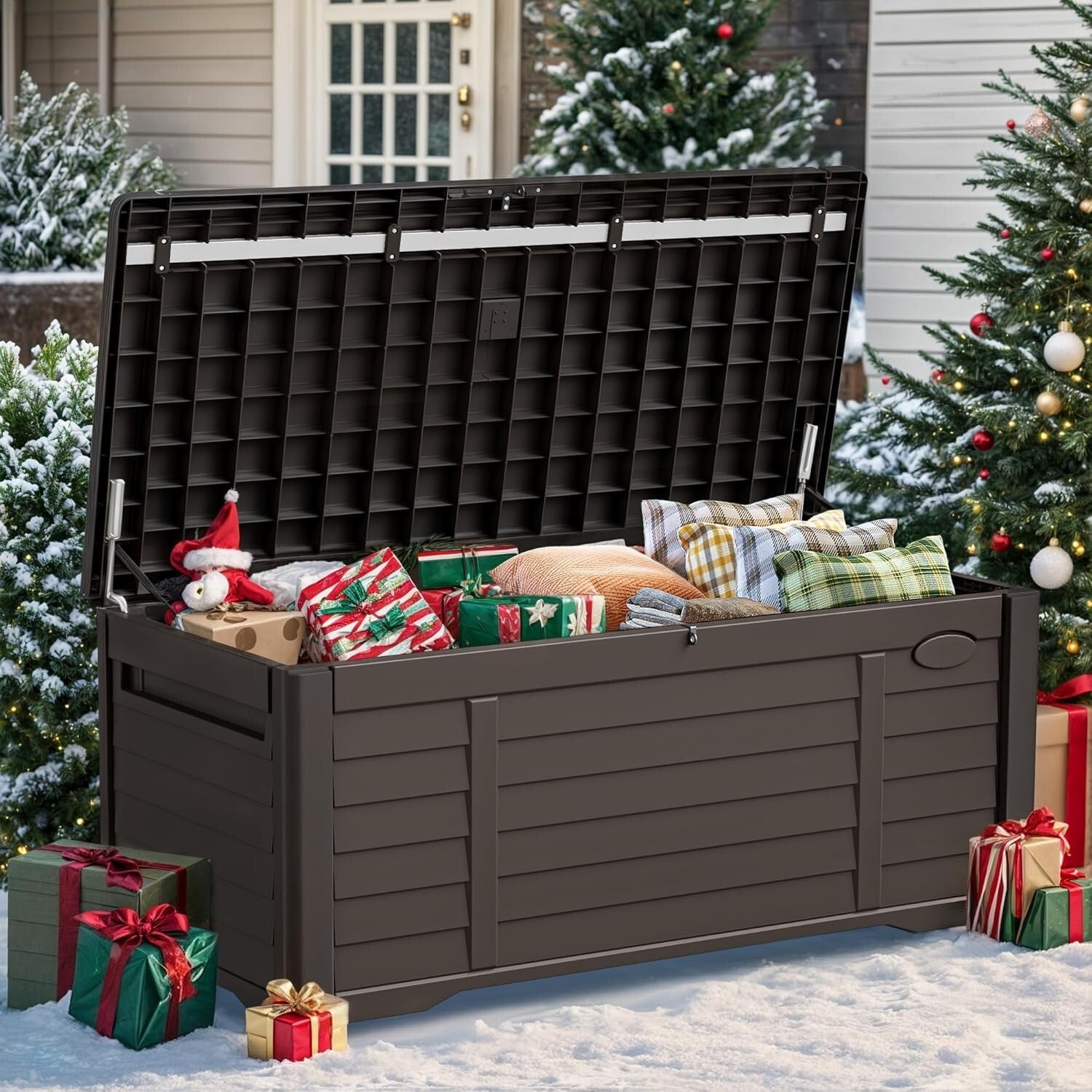 Multi-Functional 120 Gallon Resin Storage Bench - Secure & Stylish Solution