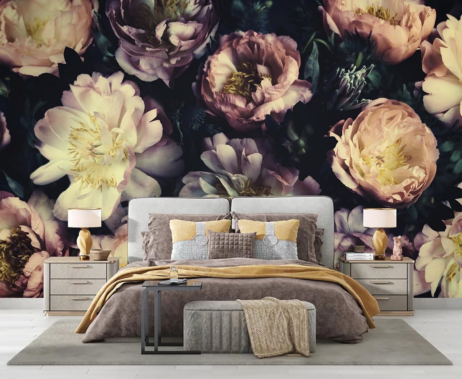 Sublime Silk Floral Wallpaper Mural with 3D Peony – Custom Size Available