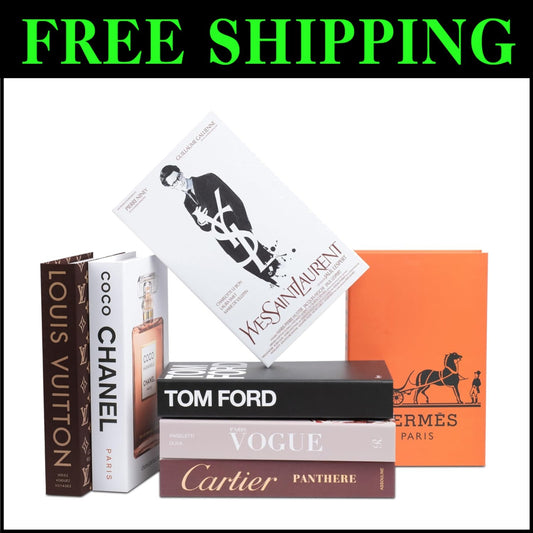 Chic Faux Books Set - 7 PCS Decorative Accents for Coffee Tables & Bookshelves