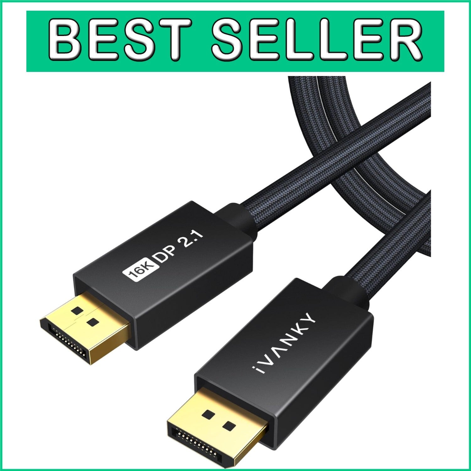 15ft 16K DisplayPort 2.1 Cable - Backward Compatible, Perfect for UHD TVs & PCs