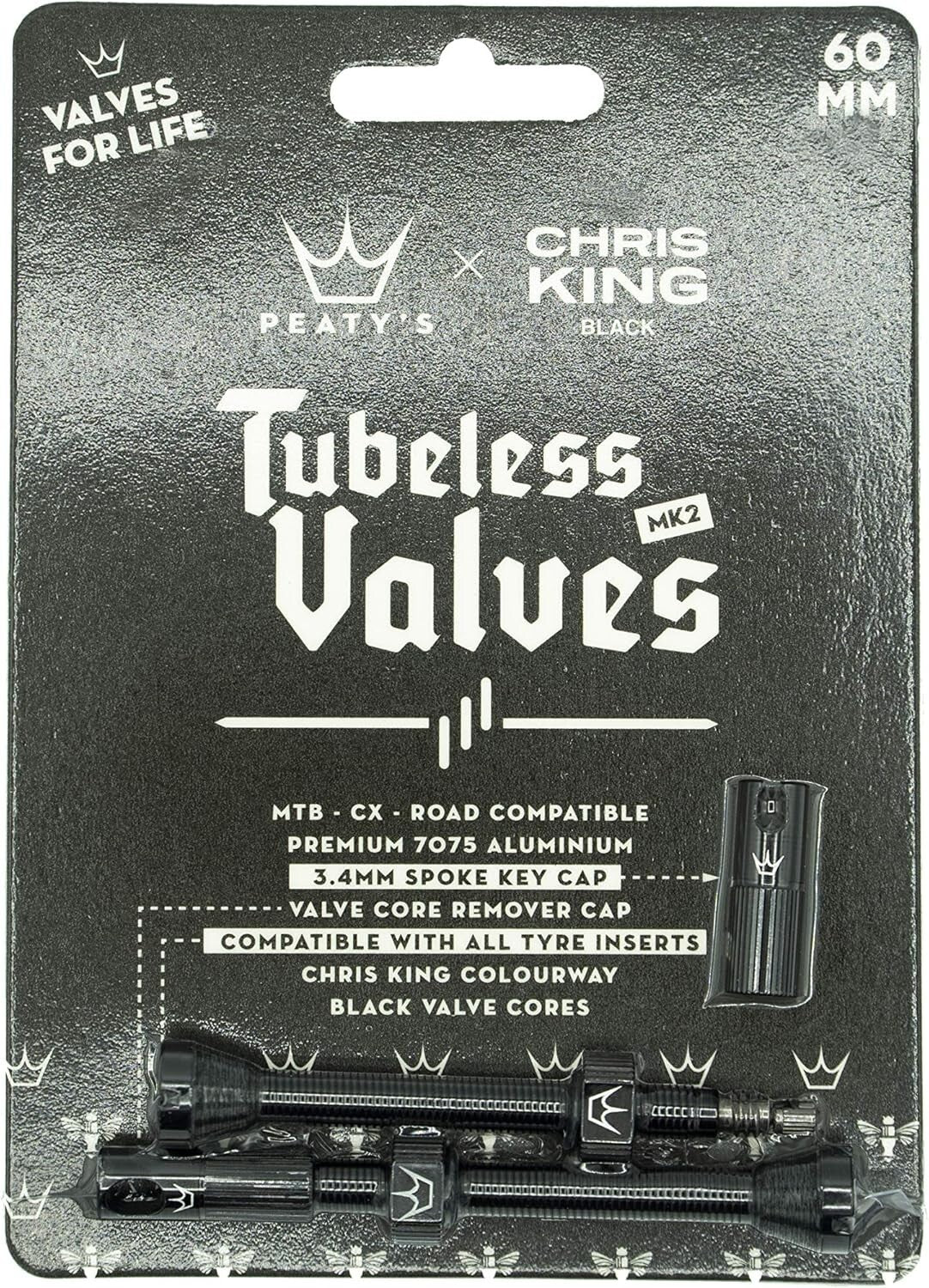 X Chris King Tubeless Valves with Integrated Spoke Key - Lightweight & Durable