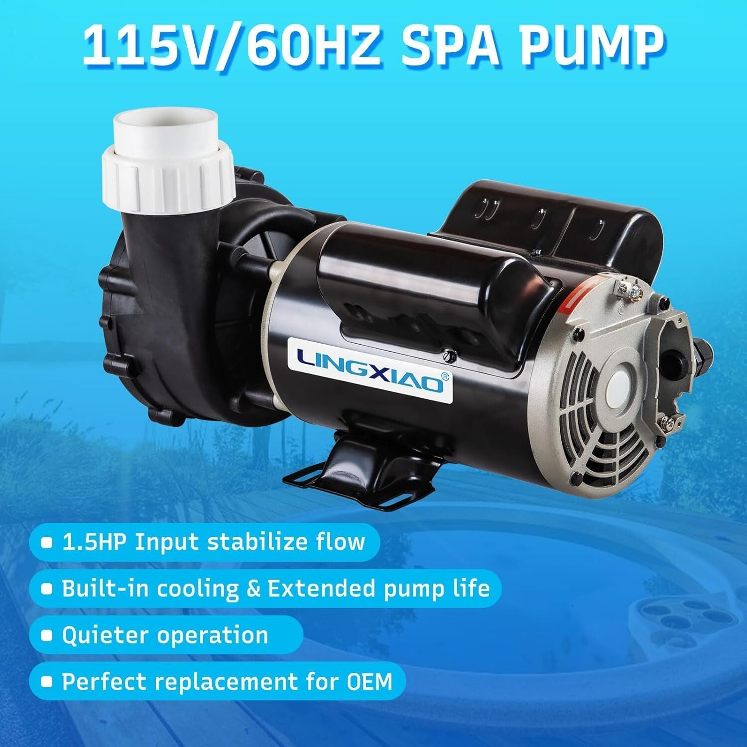 Whisper-Quiet 1.5HP SPA Pump - Perfect for Efficient Hot Tub Circulation