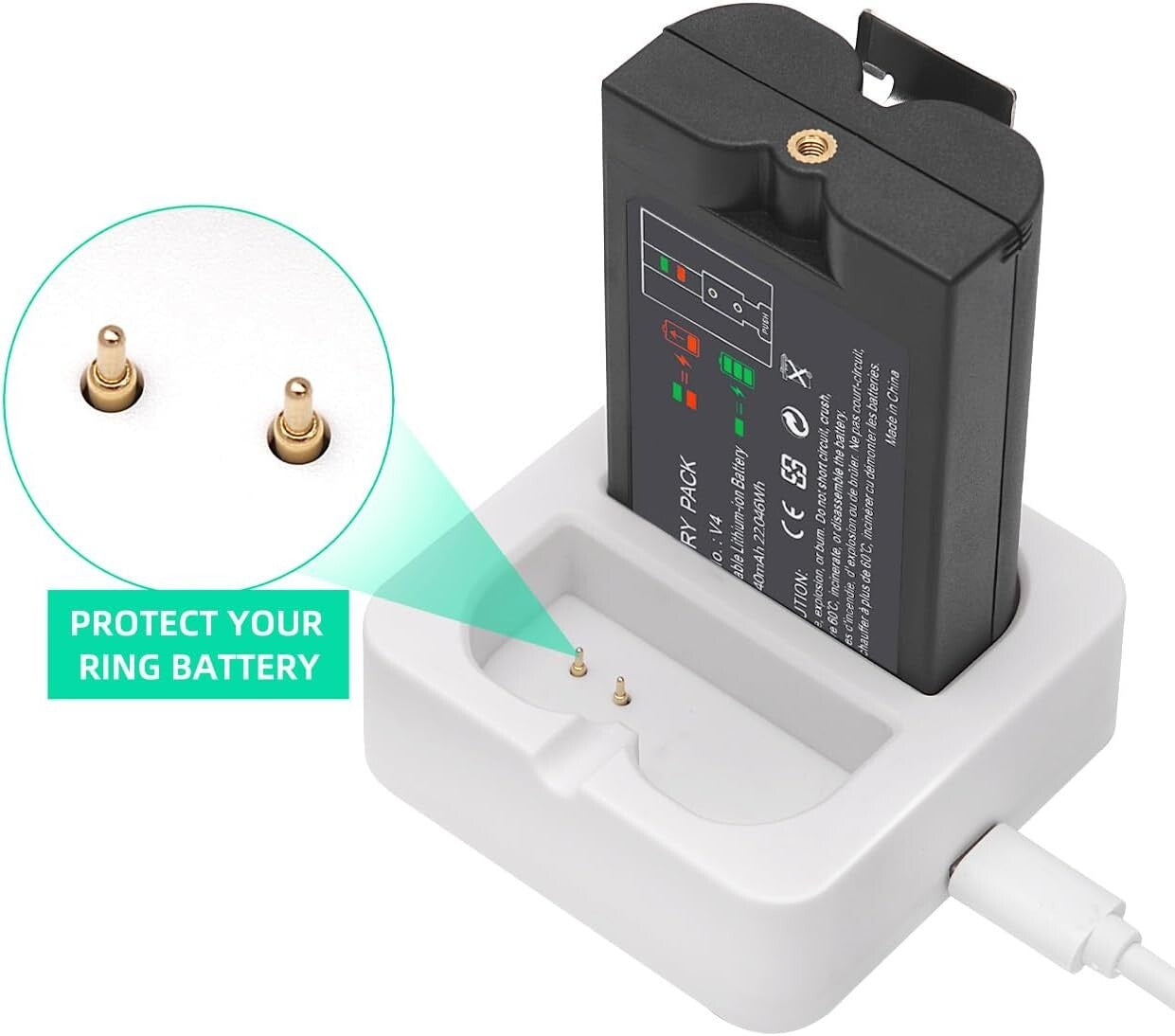 Complete 2-Pack 6040mAh Battery Solution with Charger for Ring-Doorbell & Cam