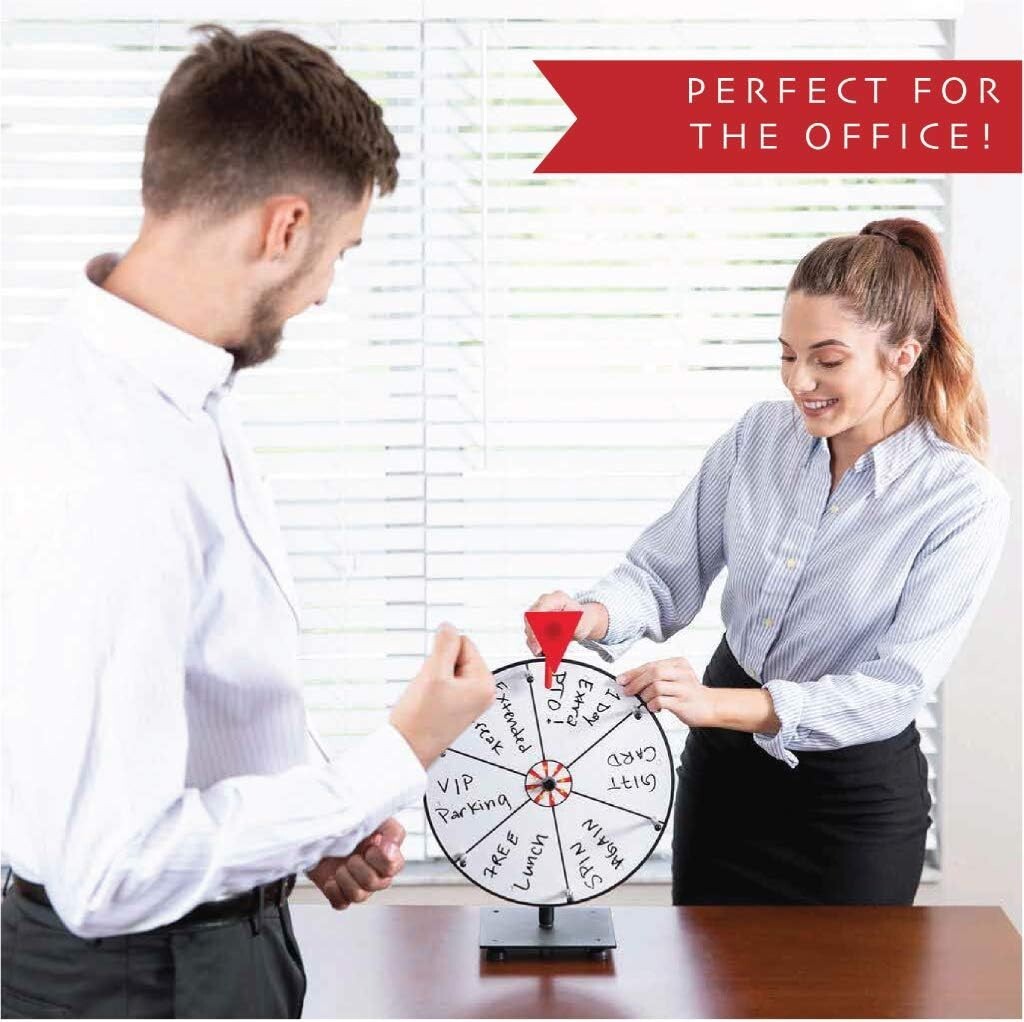 Interactive 12" Prize Wheel - Carnival Game with Dry Erase Faces & Marker Set