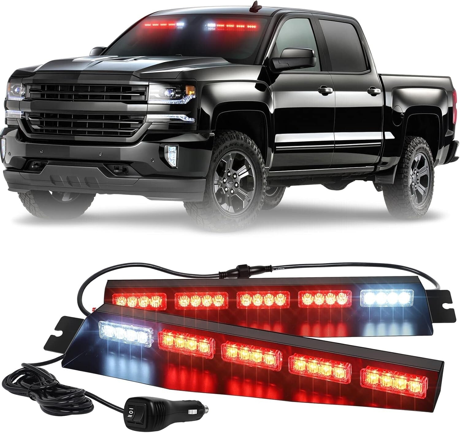 Durable 2x17 Inch LED Warning Safety Lights Bar for Trucks & Emergency Vehicles