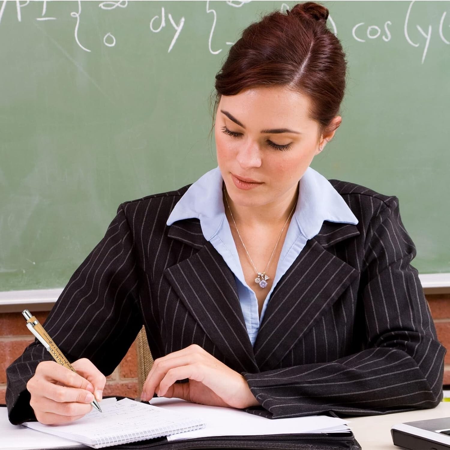 Fine Point Black Ink Bamboo Ballpoint Pens - 10 Styles for Office Motivation