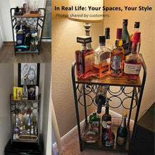 Load image into Gallery viewer, 3-Tier Industrial-Chic Wine Bar Table with 8-Bottle Rack - Space-Saving Elegance