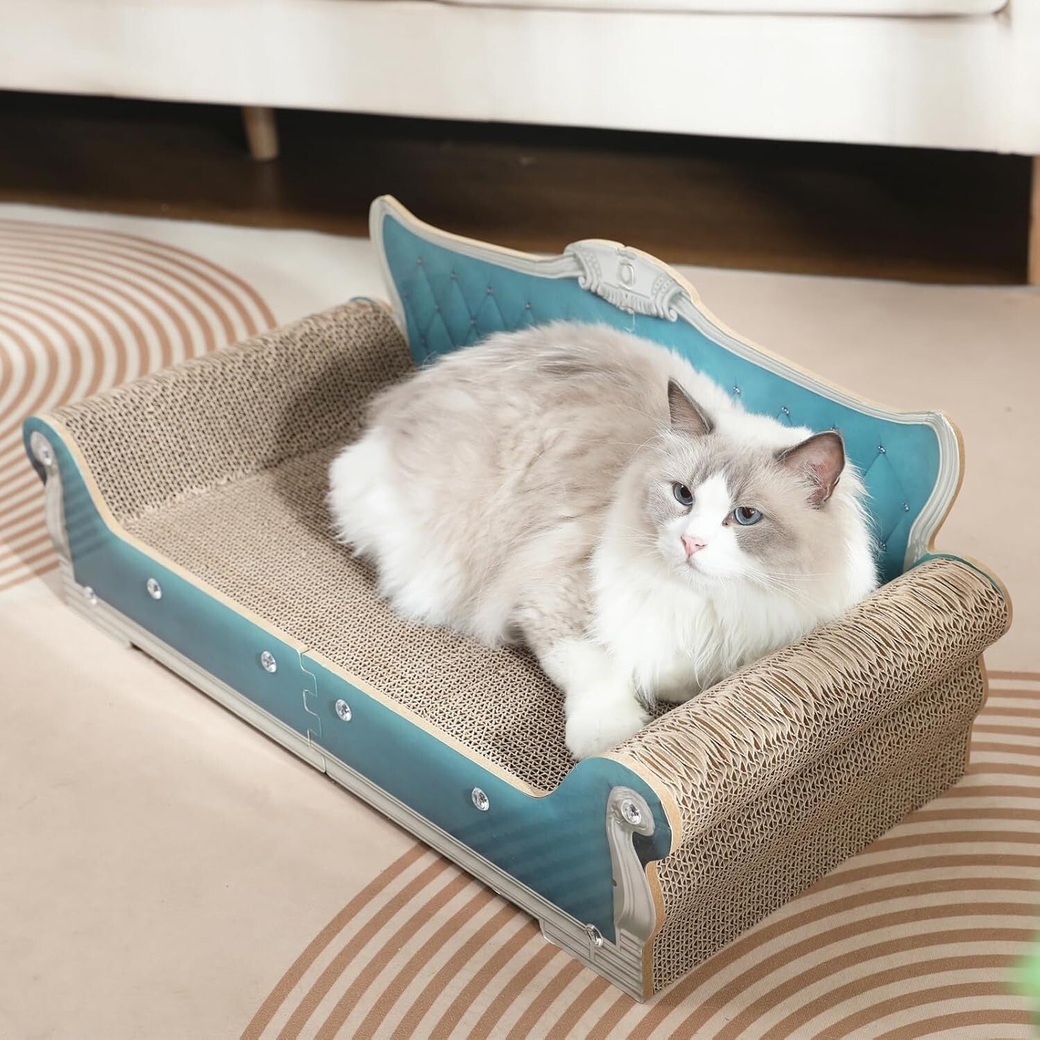 Versatile Cat Couch Shape Scratch Pad for Active Indoor Cats – Includes Catnip