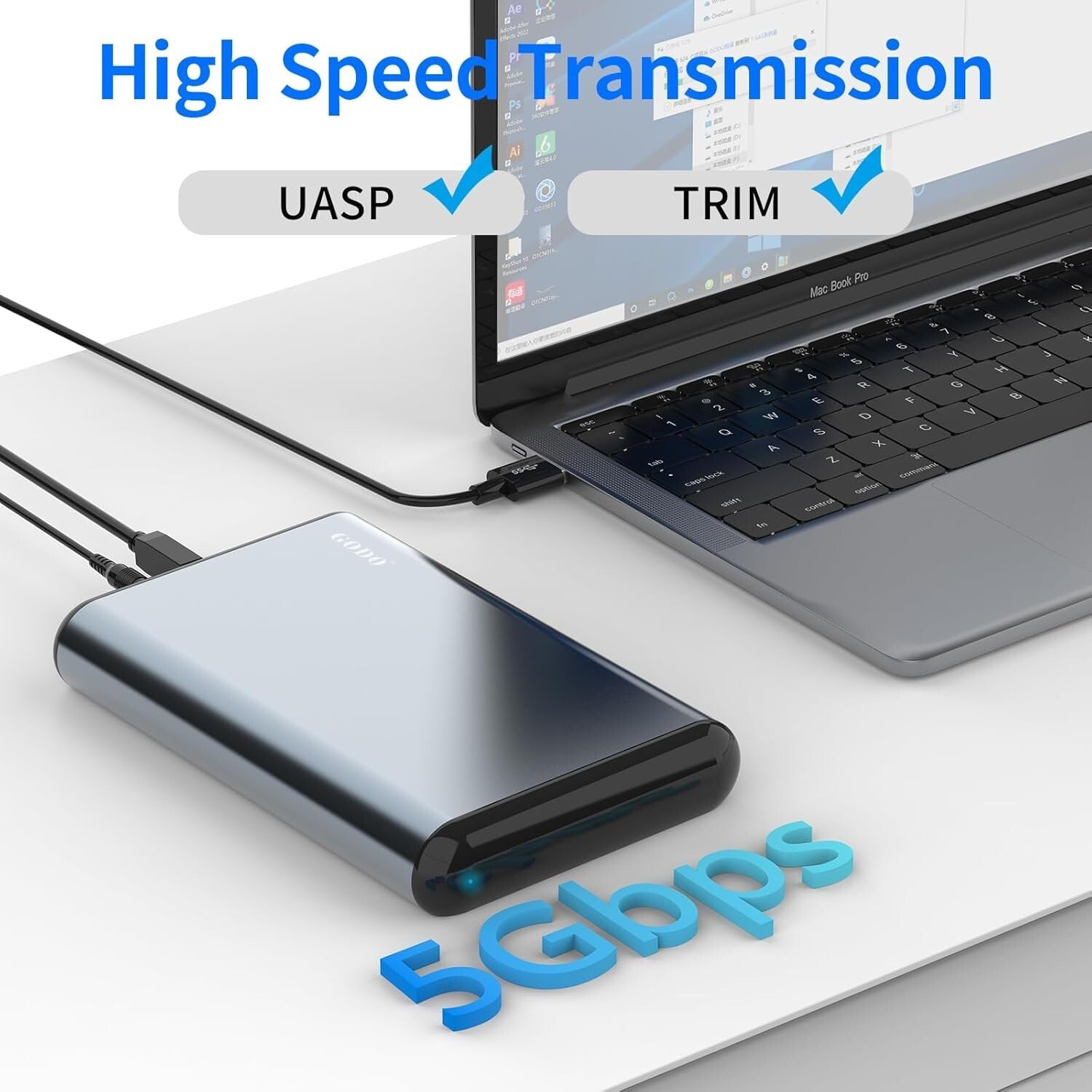 Durable Aluminum SAS to USB Hard Drive Docking Station - Supports 20TB Storage