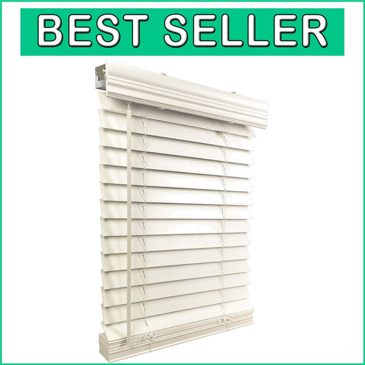 Stylish Cordless Faux Wood Blinds 36"L x 33.5"W - Safe for Kids & Pets