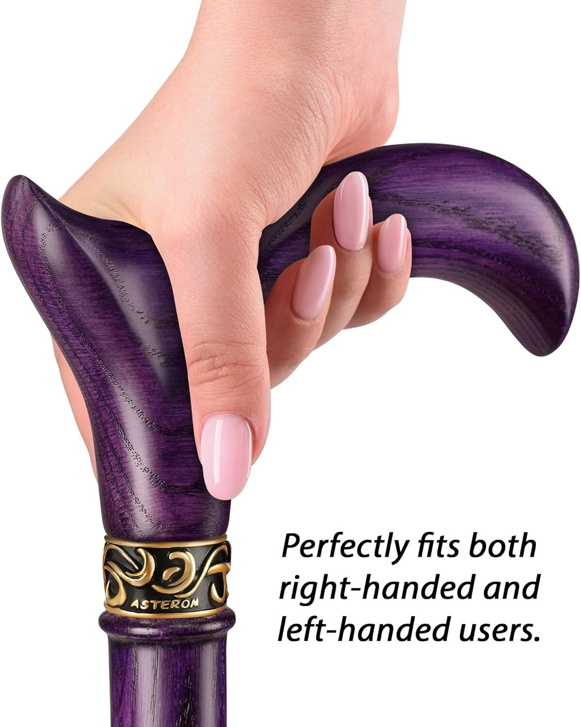 Stylish Hardwood Oak Walking Cane - 36" Ergonomic & Durable Design for Seniors