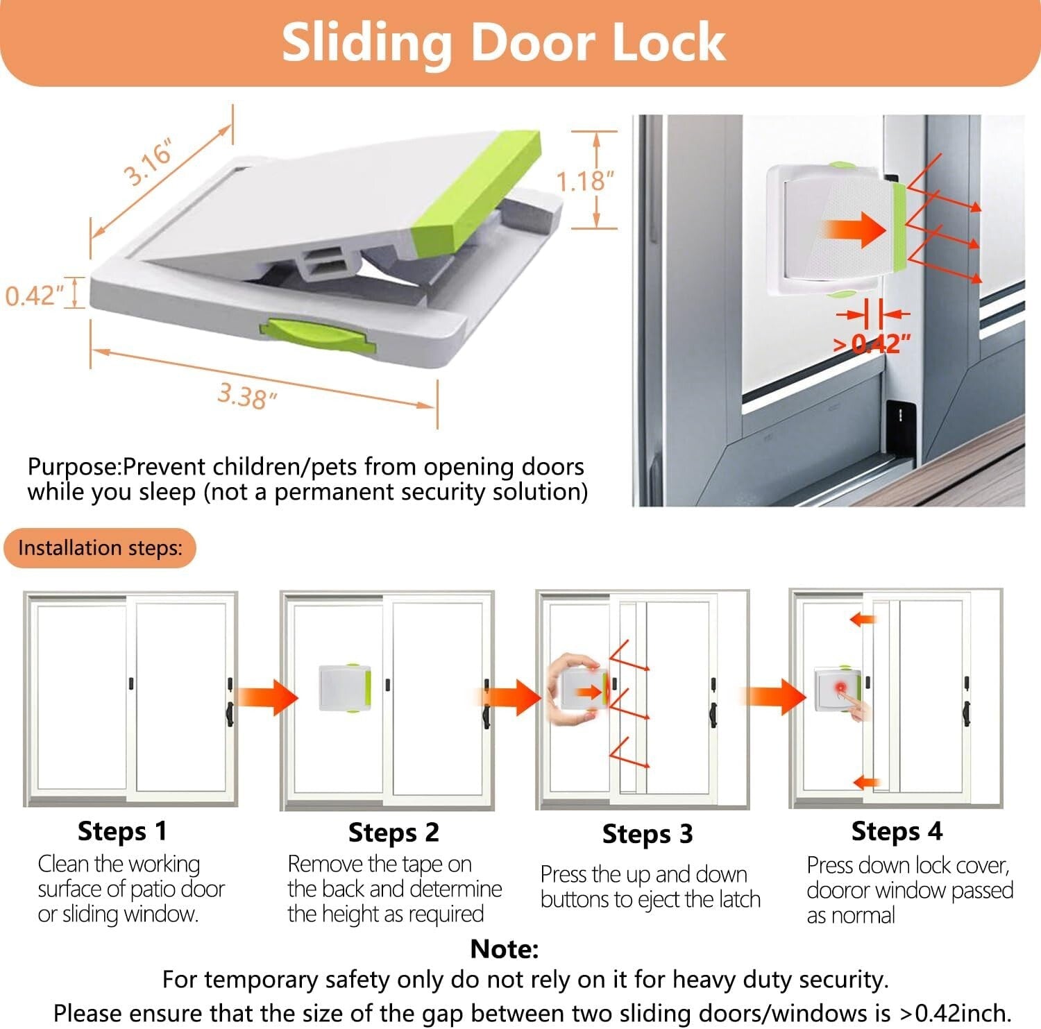95" Sliding Door AC Vent Kit with Security Lock & Weather Stripping Solution