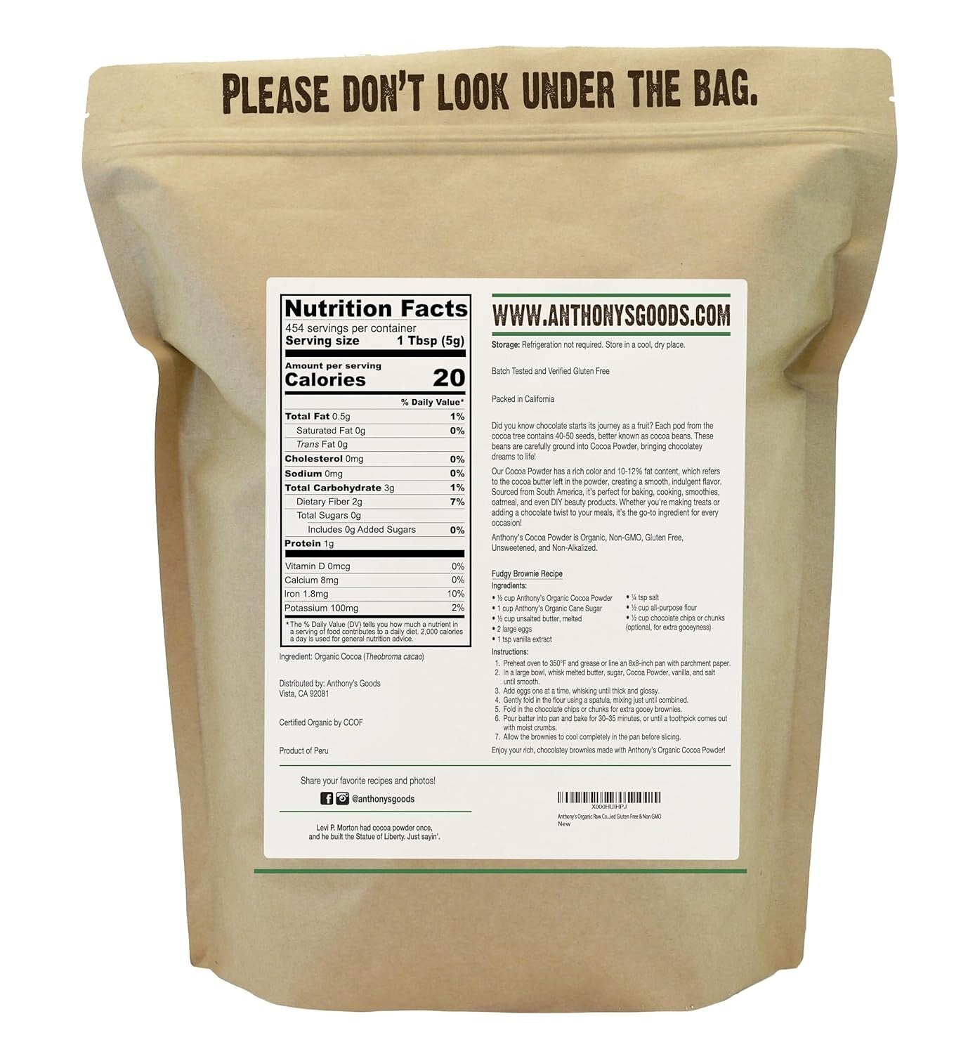 5 lb Batch Tested Organic Raw Cocoa Powder - Perfect for Baking & Smoothies