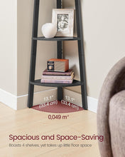 Load image into Gallery viewer, Industrial 4-Tier Corner Shelf Stand - Charcoal Gray &amp; Black - Easy Assembly