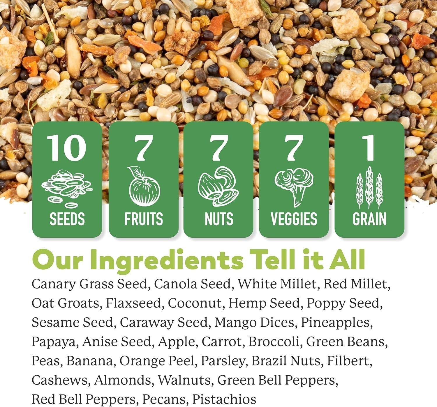 Nutritious Natural Bird Feed: 4 lb Mix of Seeds, Nuts, and Fruits for Parakeets