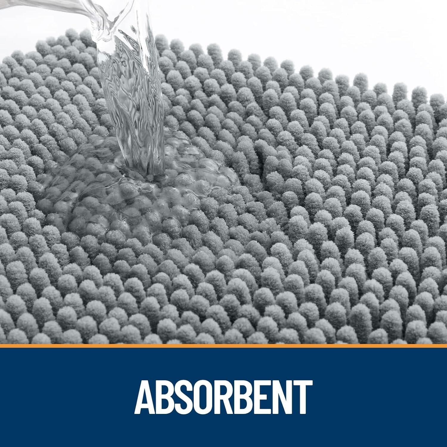 48x30 Absorbent Chenille Dog Door Mat - Soft Grey Non-Slip Entryway Rug