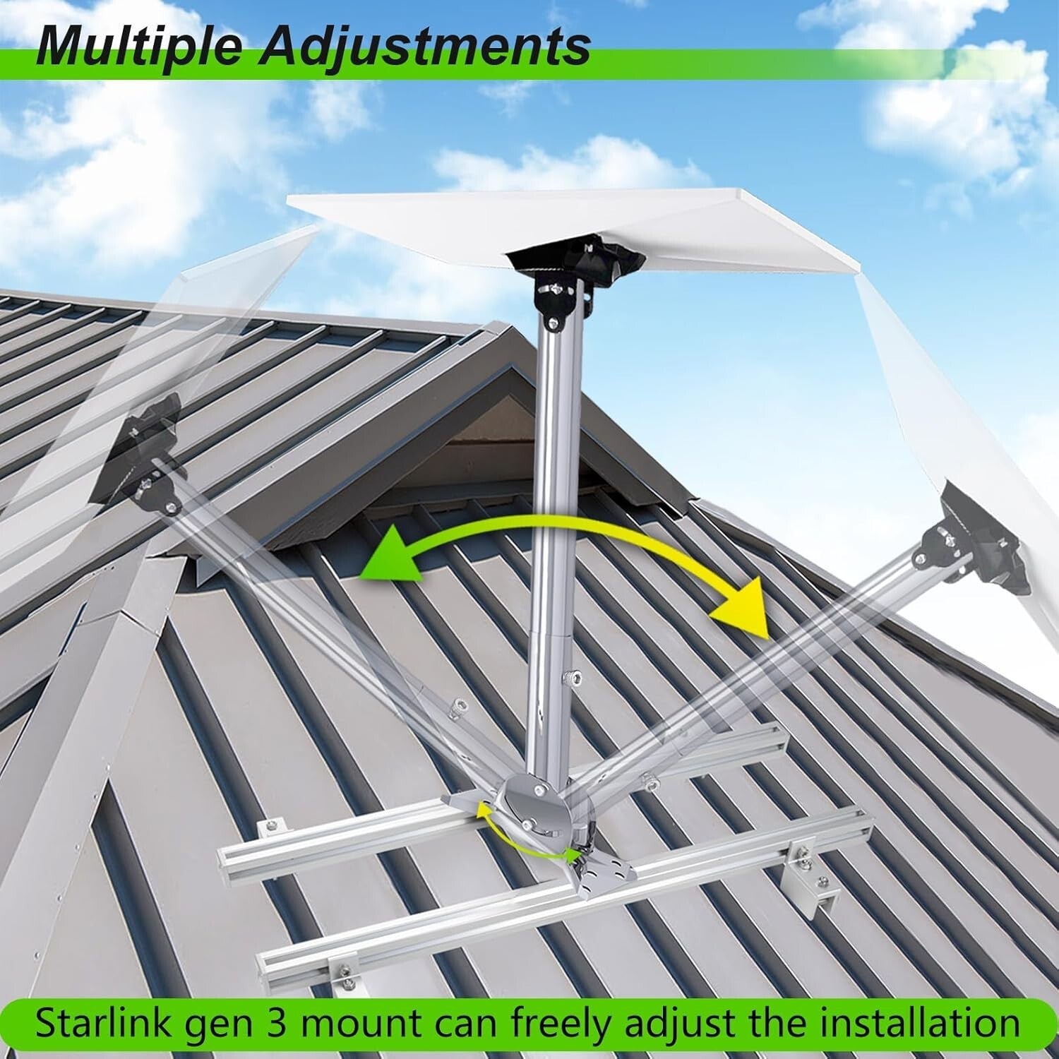 Durable Starlink Gen 3 Roof Mount with 0-30° Adjustment for Easy Installation