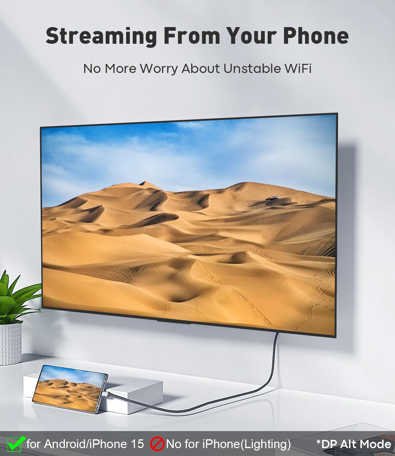 Premium 5 Pack USB-C to HDMI 4K Cable - Compatible with Mac, iPhone, Galaxy