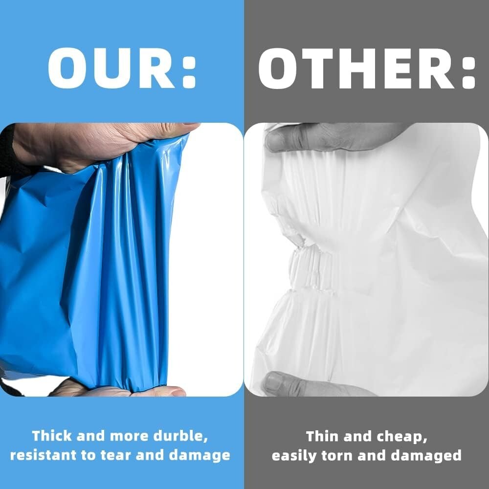 1000 Self-Sealing Blue Poly Mailers 7.5x10.5 - Perfect for Clothes & Accessories