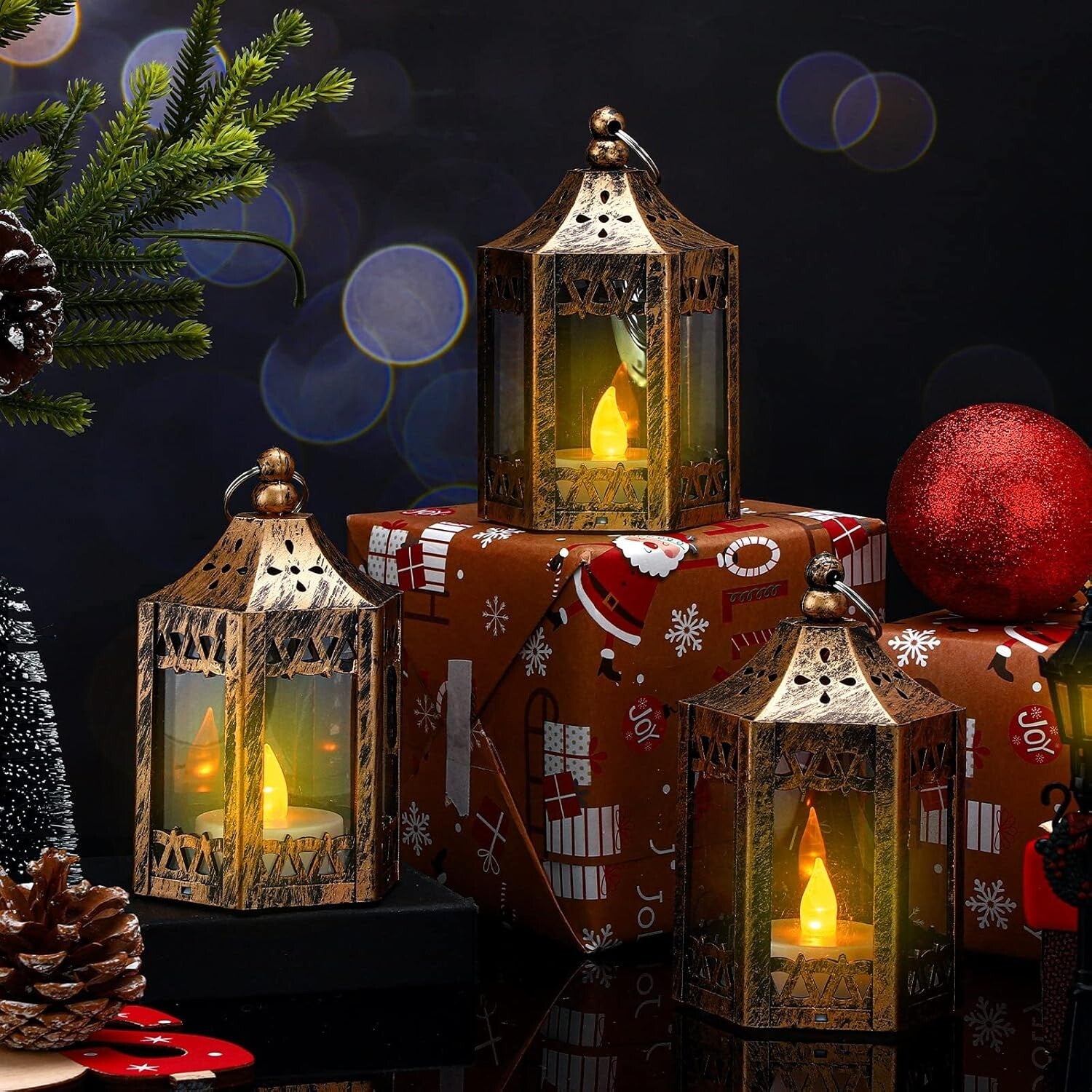 Charming 20-Pc LED Mini Lanterns for Table Centerpieces - Gold Finish