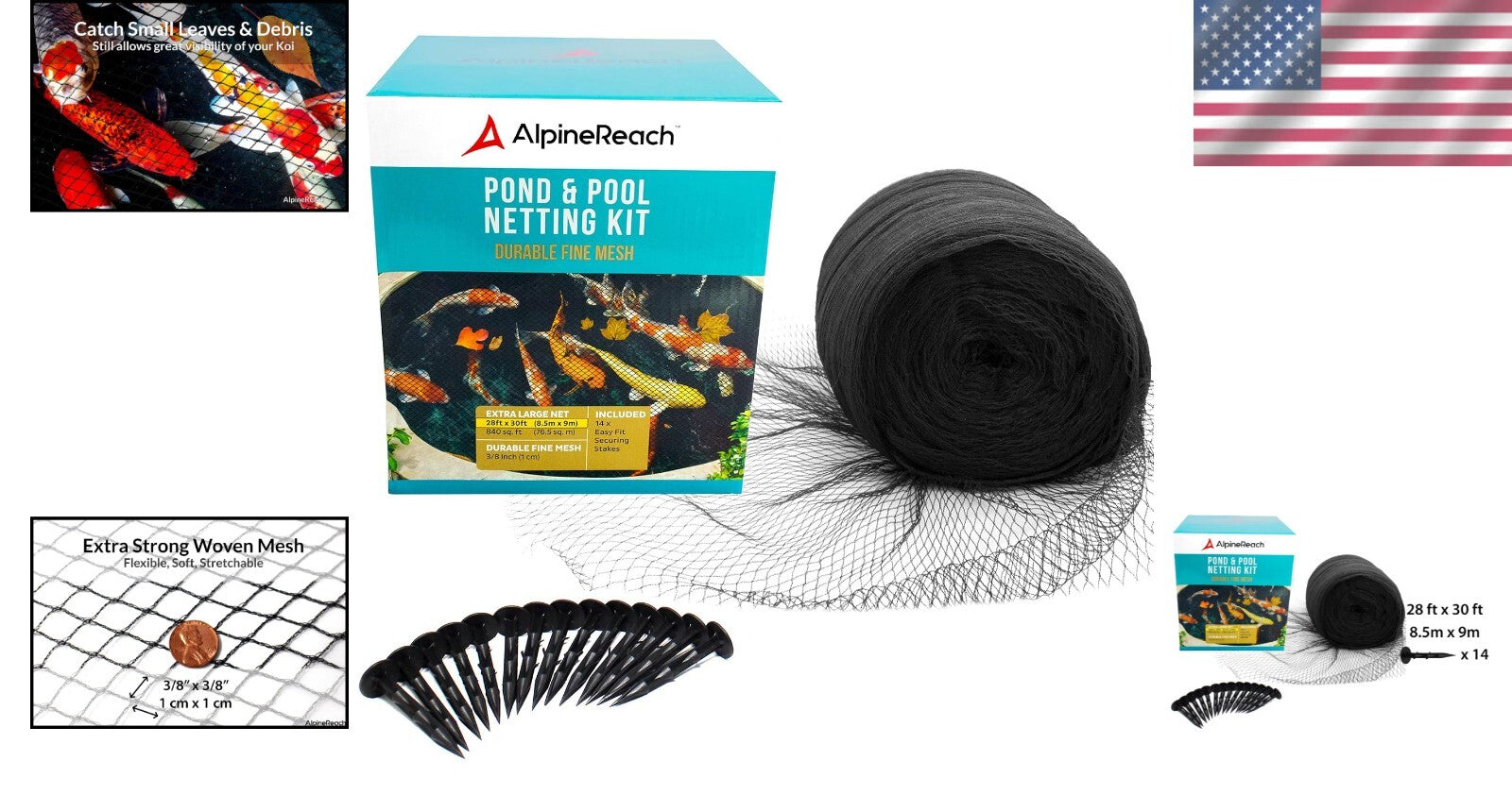 Premium Koi Pond Netting Kit 28x30 ft - Heavy Duty Mesh for Fish Protection