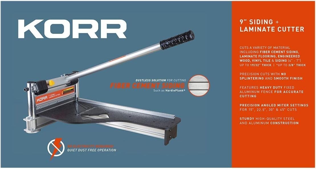 Compact 9" KORR Cutter for Laminate & Siding with Built-in Miter Settings