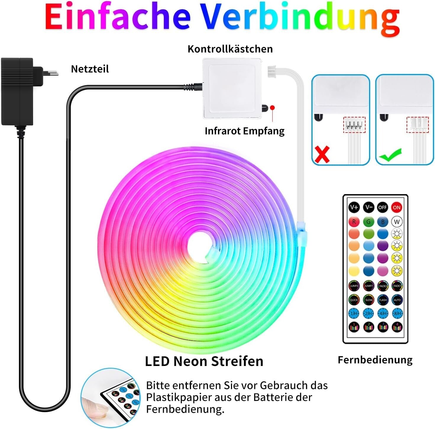 132FT RGB Waterproof LED Rope Lights with Remote/App Control - Flexible & Ver...