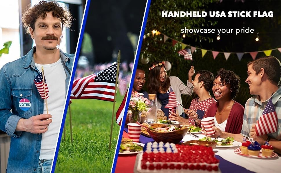 Lightweight Handheld American Flag Set - 24pc 12x18