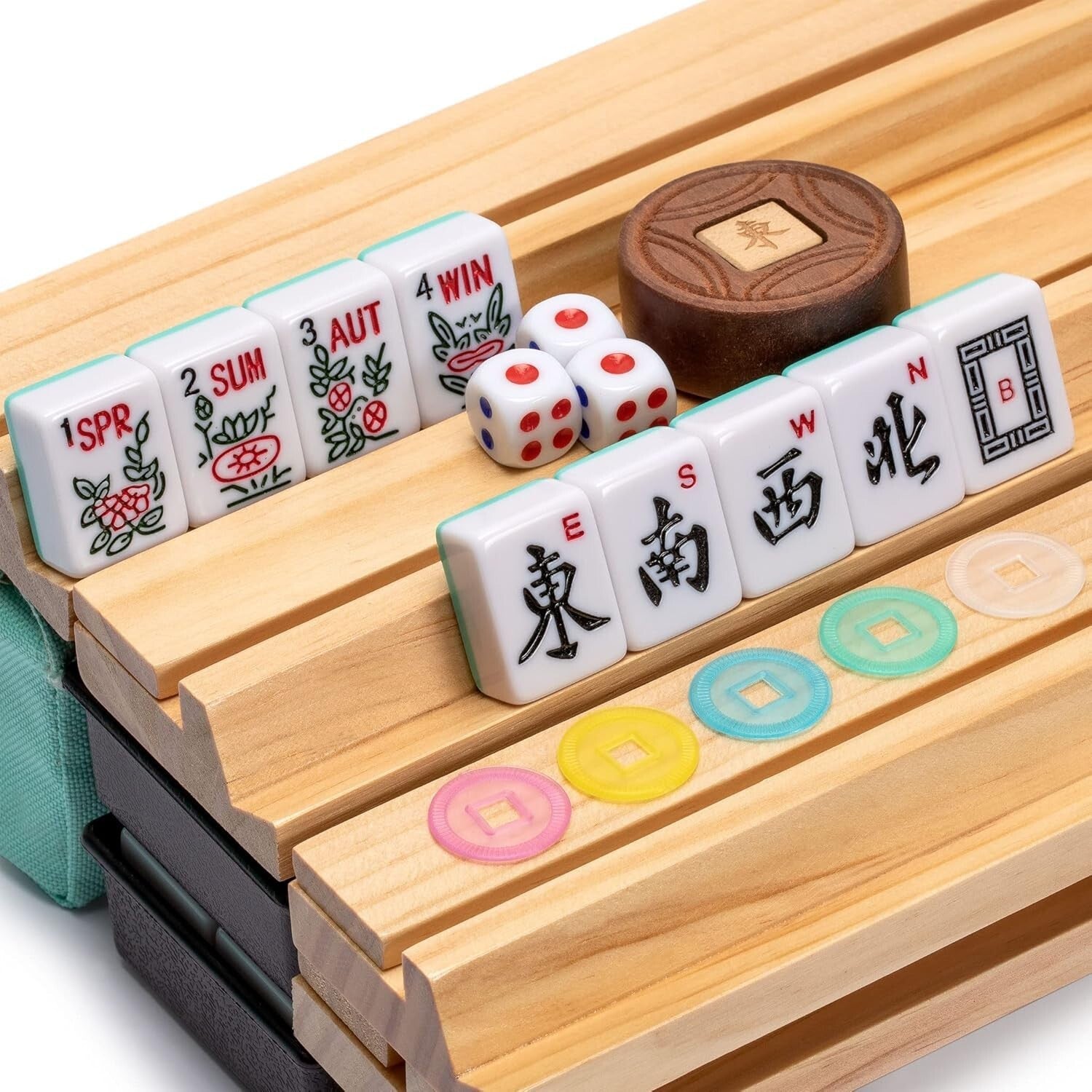 All-in-One American Mahjong Set with Nylon Carry Case, Tiles, & Pushers Included